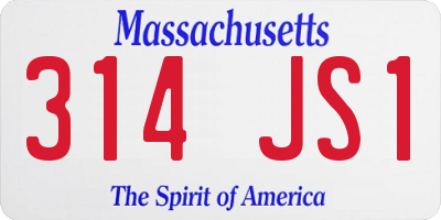 MA license plate 314JS1