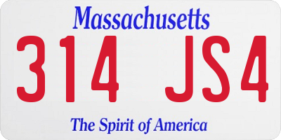 MA license plate 314JS4