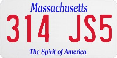 MA license plate 314JS5