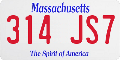 MA license plate 314JS7