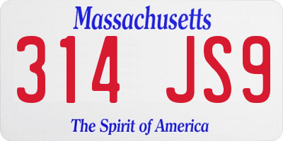 MA license plate 314JS9