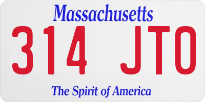 MA license plate 314JT0