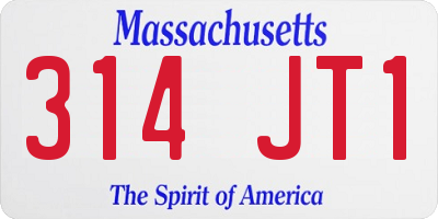 MA license plate 314JT1