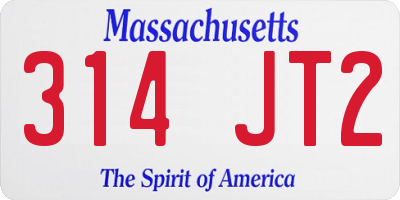 MA license plate 314JT2
