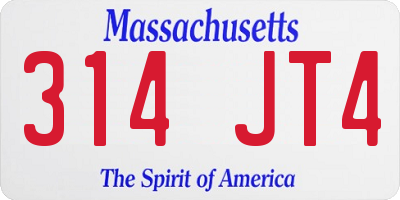 MA license plate 314JT4