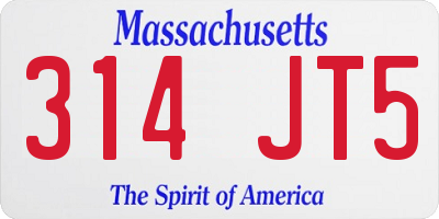 MA license plate 314JT5