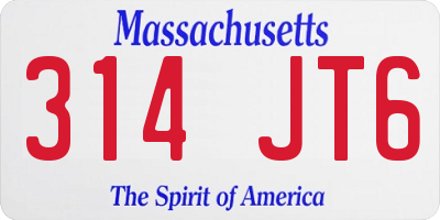MA license plate 314JT6