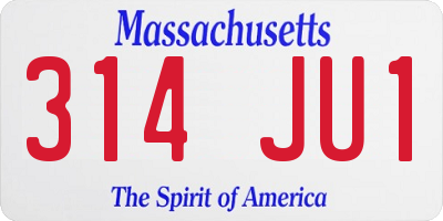 MA license plate 314JU1