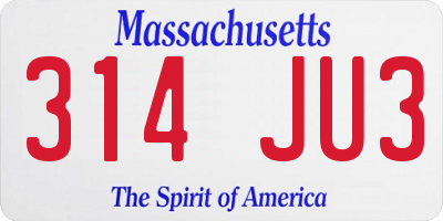 MA license plate 314JU3