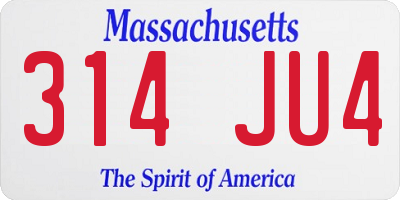 MA license plate 314JU4