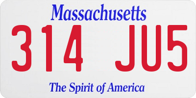 MA license plate 314JU5