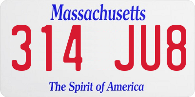 MA license plate 314JU8