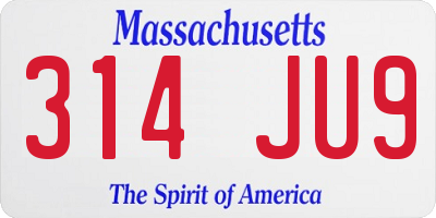 MA license plate 314JU9