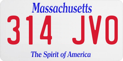MA license plate 314JV0