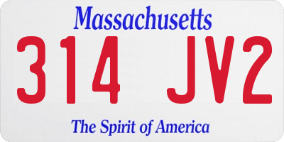MA license plate 314JV2