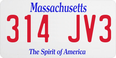 MA license plate 314JV3