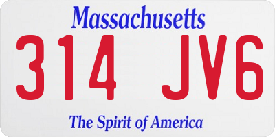 MA license plate 314JV6