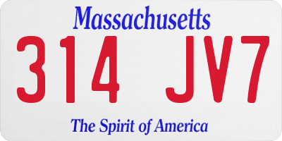 MA license plate 314JV7