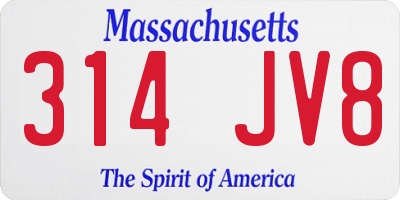 MA license plate 314JV8