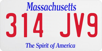 MA license plate 314JV9