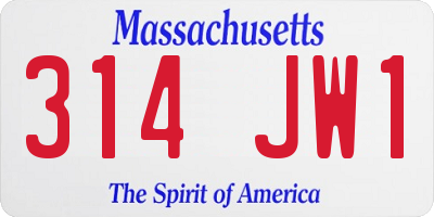 MA license plate 314JW1
