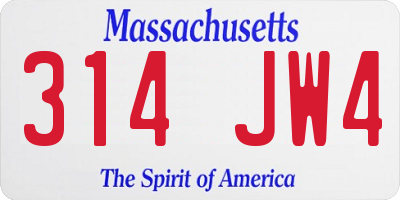 MA license plate 314JW4