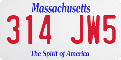 MA license plate 314JW5