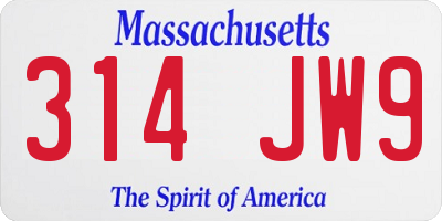 MA license plate 314JW9