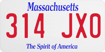 MA license plate 314JX0