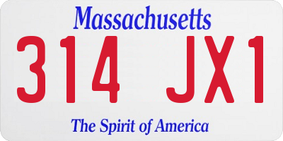 MA license plate 314JX1