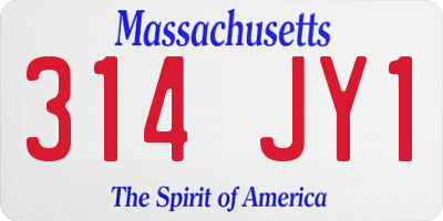 MA license plate 314JY1