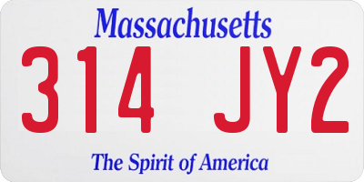 MA license plate 314JY2