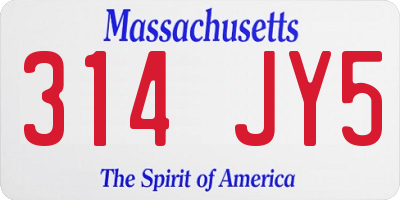 MA license plate 314JY5