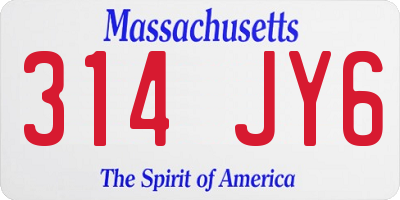 MA license plate 314JY6