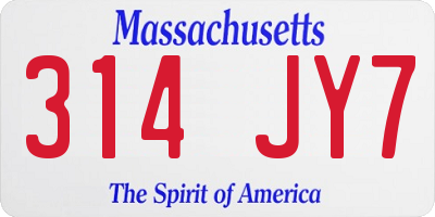 MA license plate 314JY7