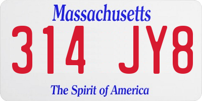 MA license plate 314JY8