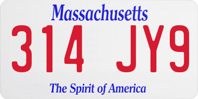 MA license plate 314JY9