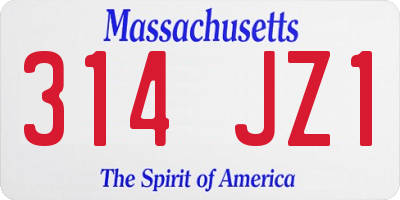 MA license plate 314JZ1