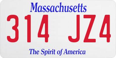 MA license plate 314JZ4