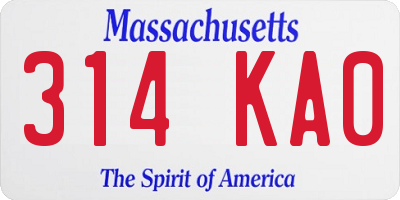 MA license plate 314KA0