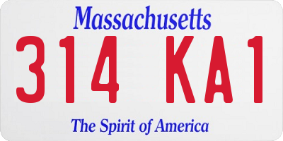 MA license plate 314KA1