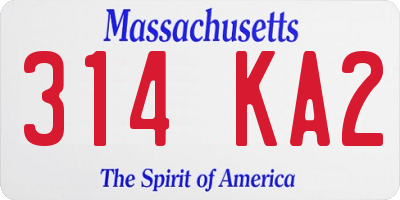 MA license plate 314KA2