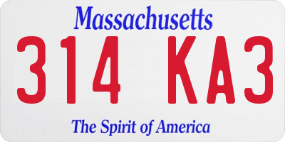 MA license plate 314KA3