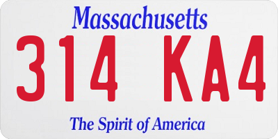 MA license plate 314KA4