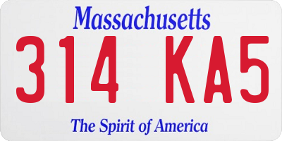 MA license plate 314KA5