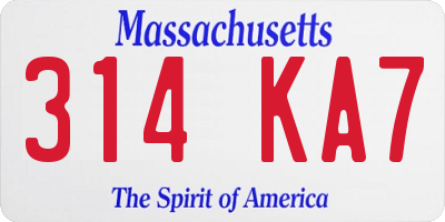 MA license plate 314KA7