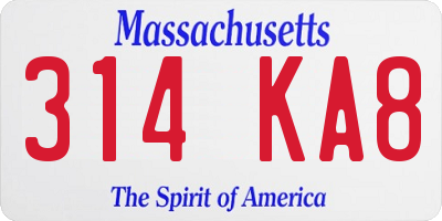 MA license plate 314KA8