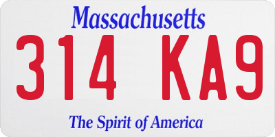 MA license plate 314KA9