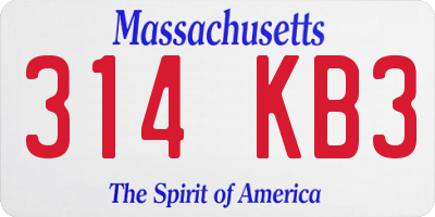 MA license plate 314KB3