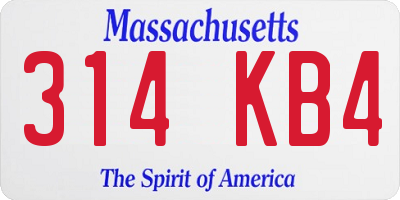 MA license plate 314KB4
